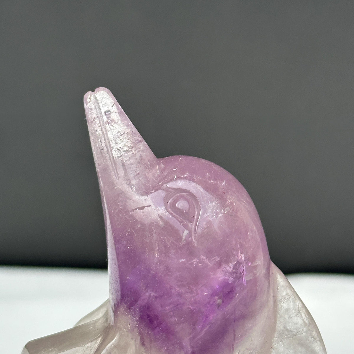 Deep Purple Amethyst JUMPING DOLPHIN Sculpture on Wave Base, Hand-Carved Gemstone Ocean Spirit Animal Totem, Altar Decor Exact Specimen - view 6