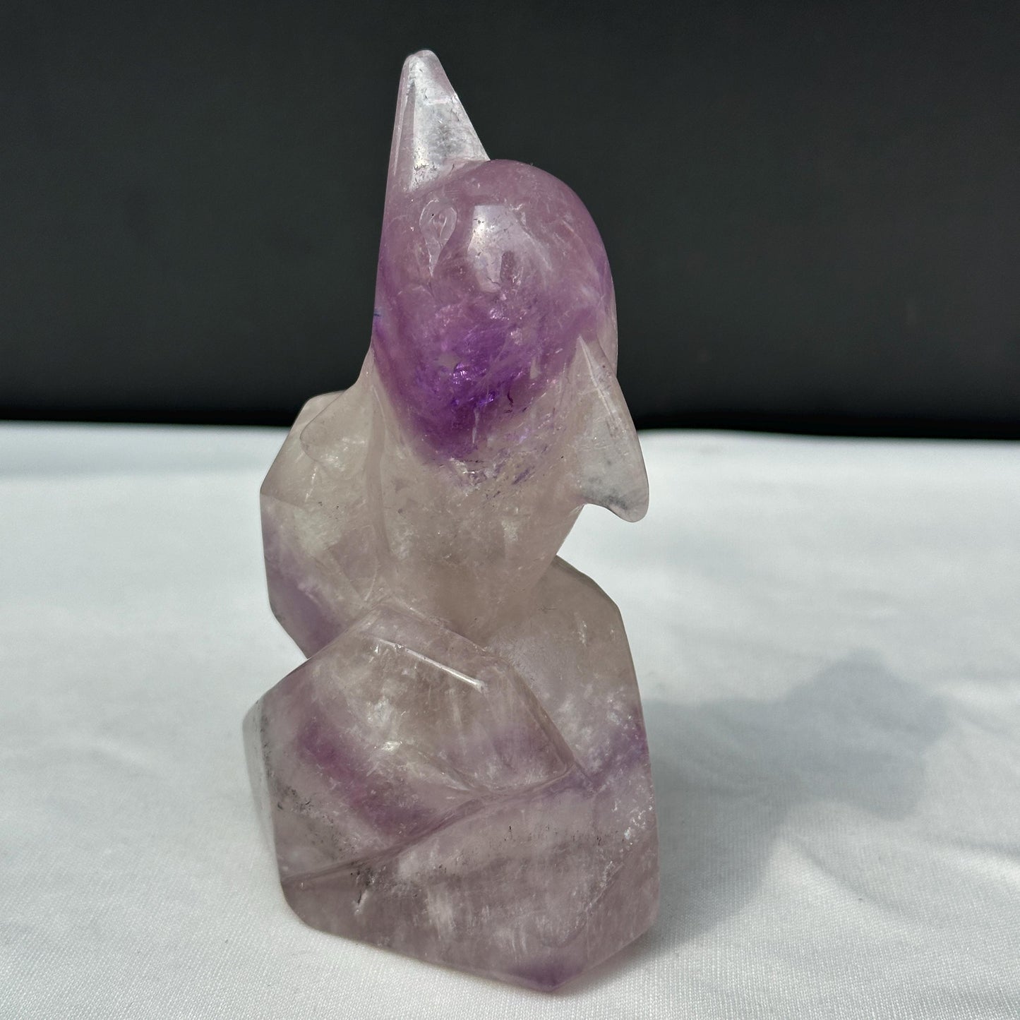 Deep Purple Amethyst JUMPING DOLPHIN Sculpture on Wave Base, Hand-Carved Gemstone Ocean Spirit Animal Totem, Altar Decor Exact Specimen