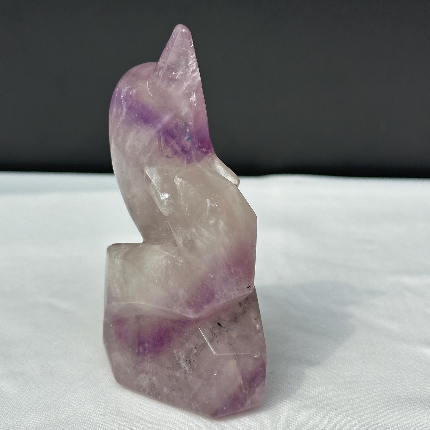 Deep Purple Amethyst JUMPING DOLPHIN Sculpture on Wave Base, Hand-Carved Gemstone Ocean Spirit Animal Totem, Altar Decor Exact Specimen