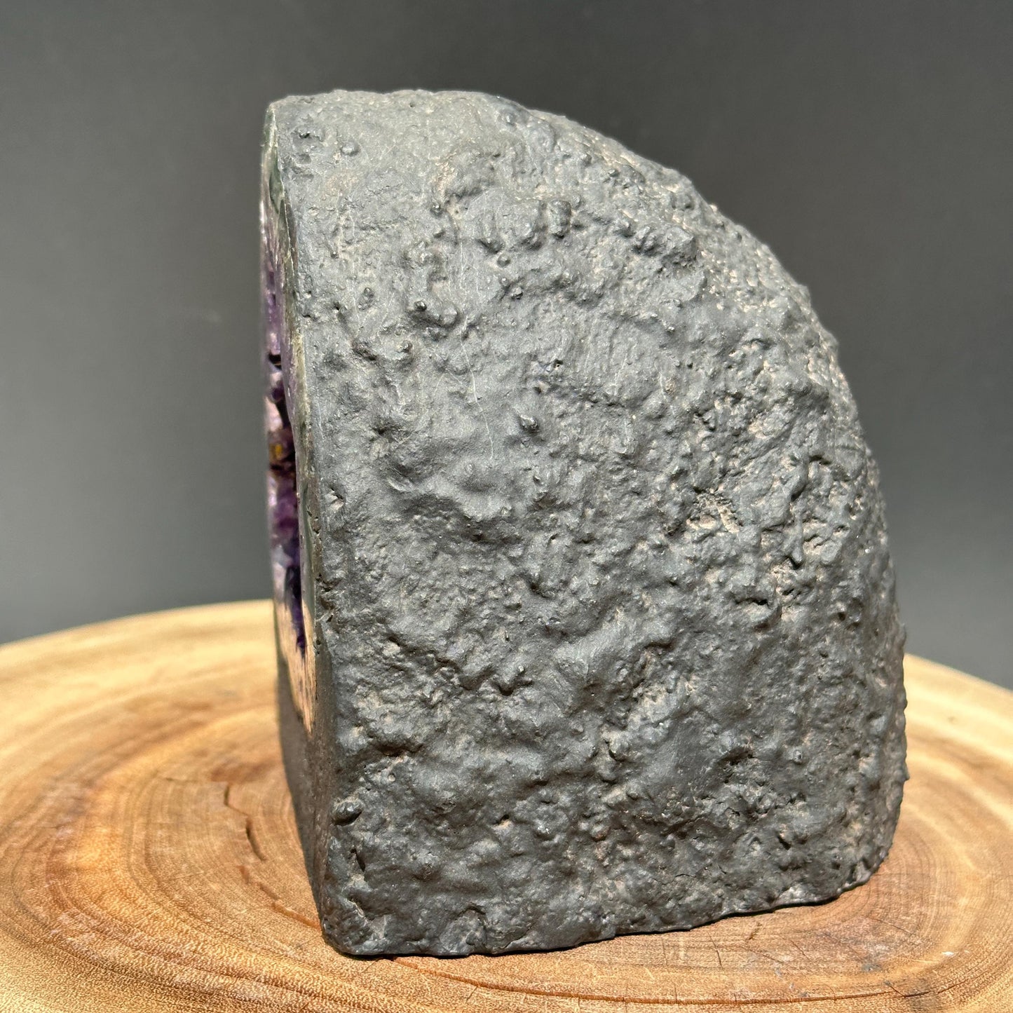 Rare Uruguayan Amethyst Geode Cave, Deep Purple Quartz with Record Keeper Markings, Etched Crystal Altar Decor Exact 3.64lb