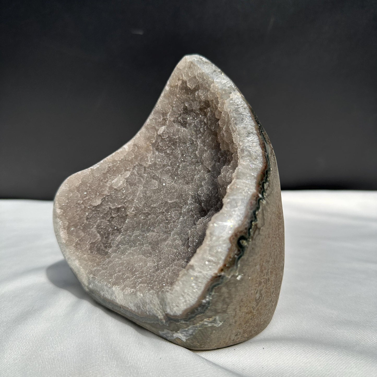 White Sugar Amethyst Geode Cave, Rare Botryoidal Druzy Crystal Specimen, Polished Uruguayan Mineral Decor Exact 2.54lb - view 2