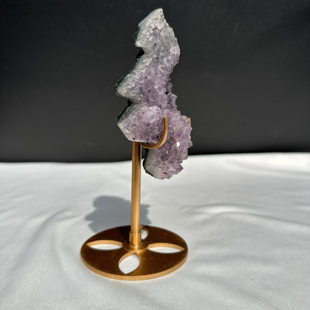 Amethyst Christmas Tree on Custom Metal Stand, Hand Cut Purple Crystal Pine Tree, Holiday Geode Ornament Decor Exact Specimen 0.44lb - view 6