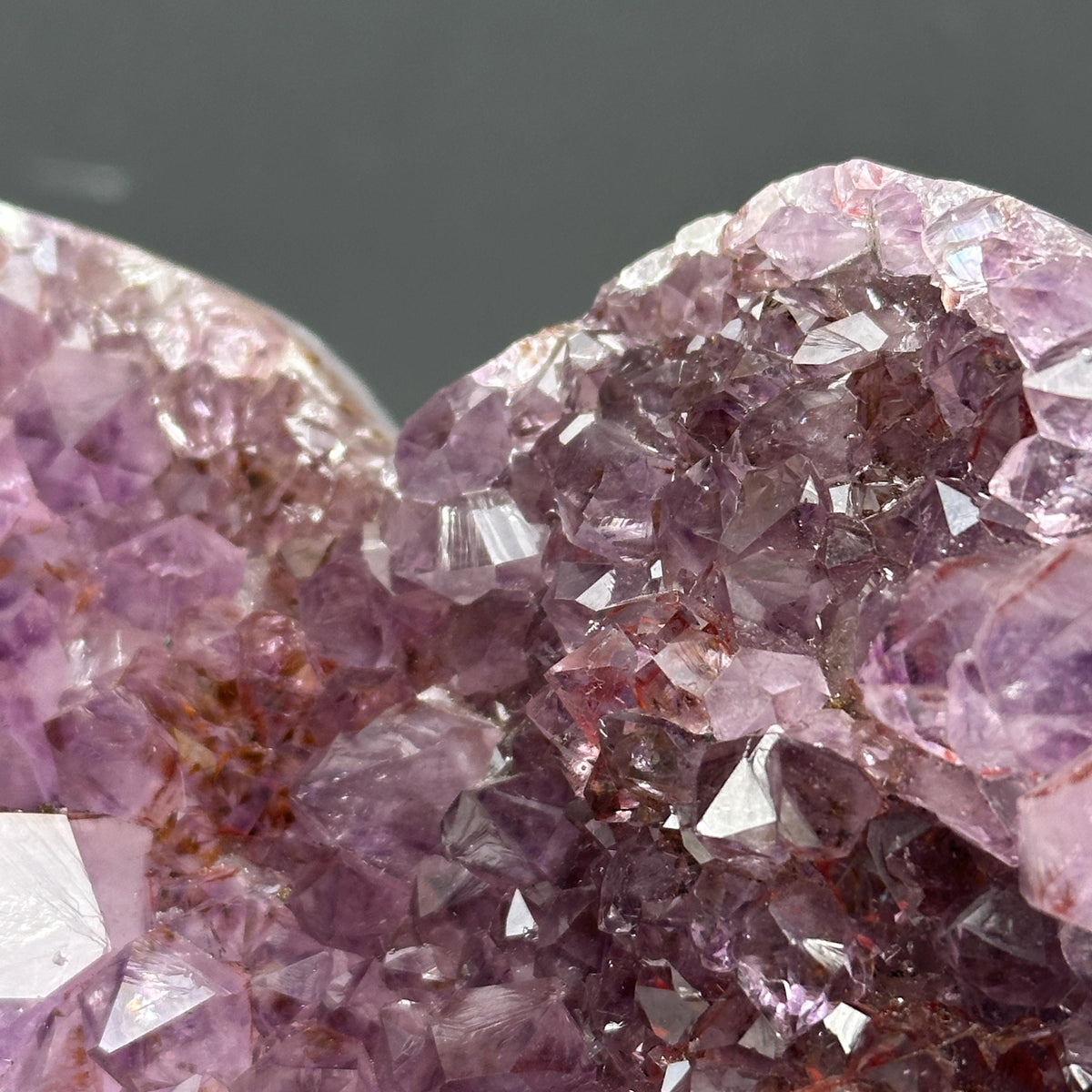 Amethyst Heart Geode on Custom Metal Stand, Red Rutilated Quartz Symbiosis, Polished Brazilian Crystal Decor Exact Specimen 1.87lb - view 7