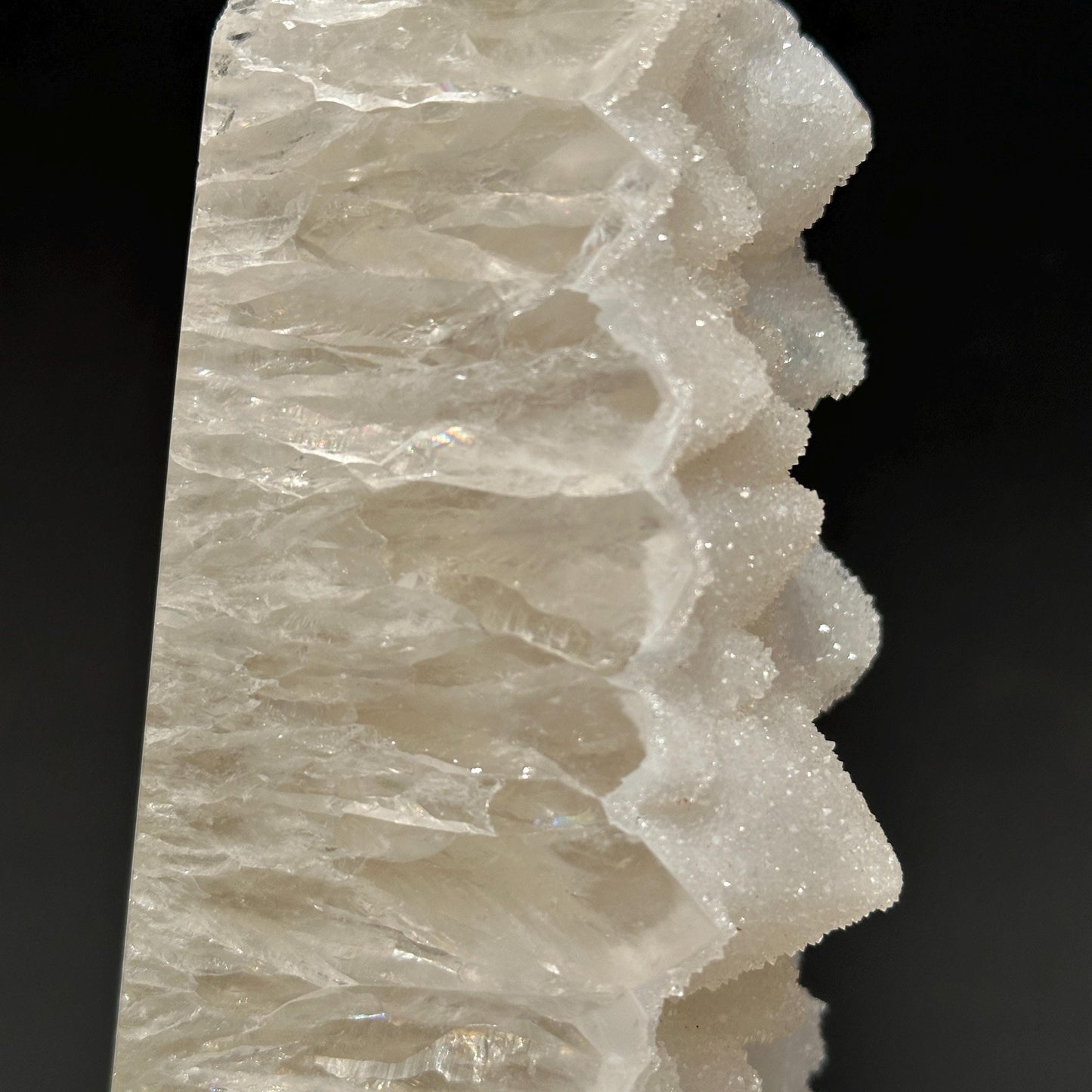 White Sugar Druzy Agate Tower, Botryoidal Crystal Geode Obelisk, Polished Brazilian Mineral Specimen Wand Exact 3.2lb