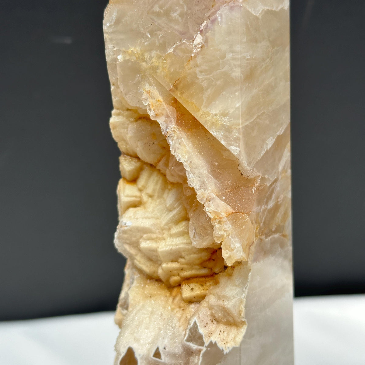 Large Agate Amethyst Geode Tower, Yellow Sugar Druzy Obelisk, Crystal Symbiosis Wand, Polished Brazilian Mineral Exact 3.09lb - view 10