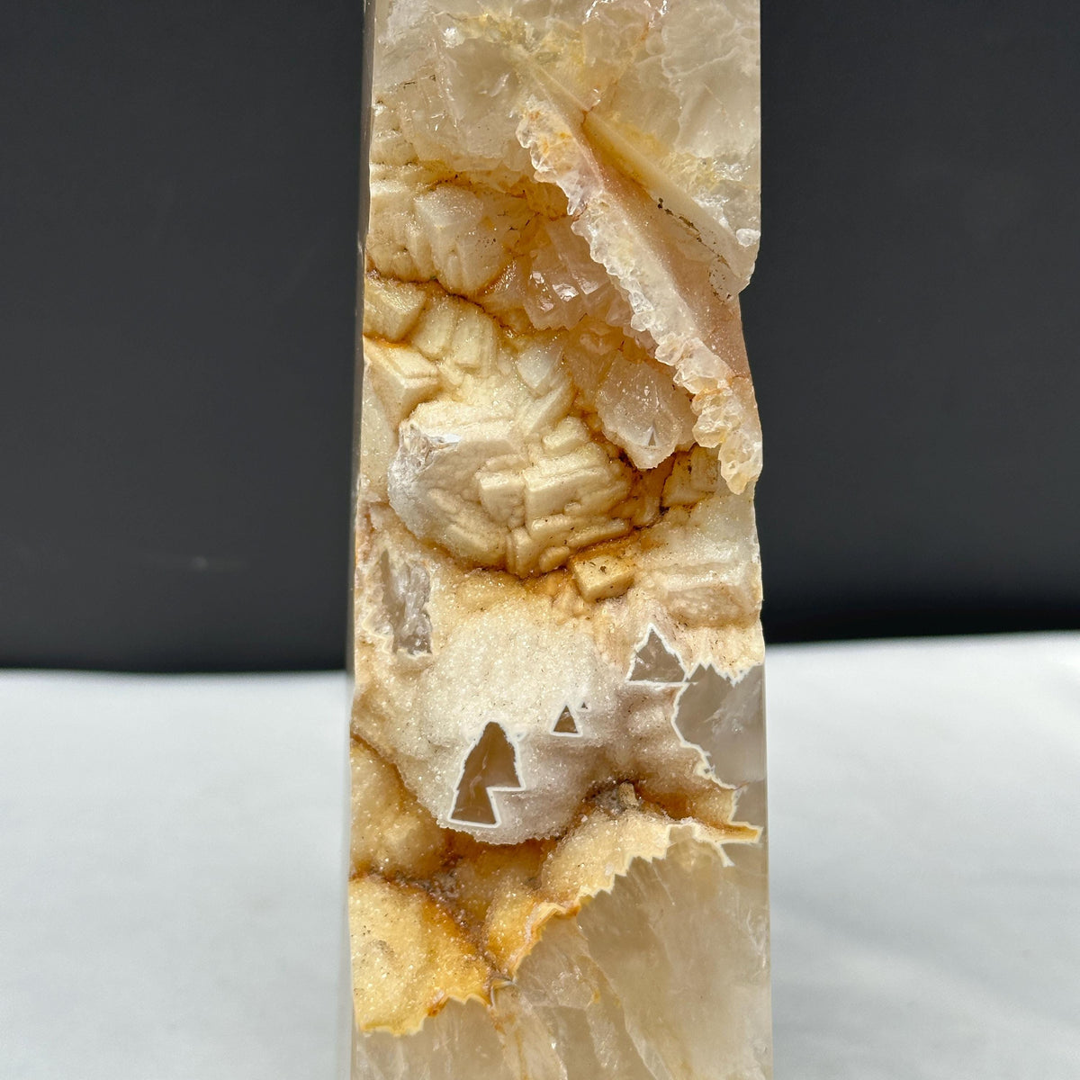 Large Agate Amethyst Geode Tower, Yellow Sugar Druzy Obelisk, Crystal Symbiosis Wand, Polished Brazilian Mineral Exact 3.09lb - view 4