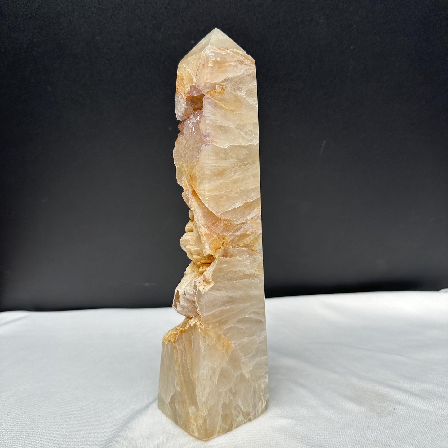 Large Agate Amethyst Geode Tower, Yellow Sugar Druzy Obelisk, Crystal Symbiosis Wand, Polished Brazilian Mineral Exact 3.09lb - view 5