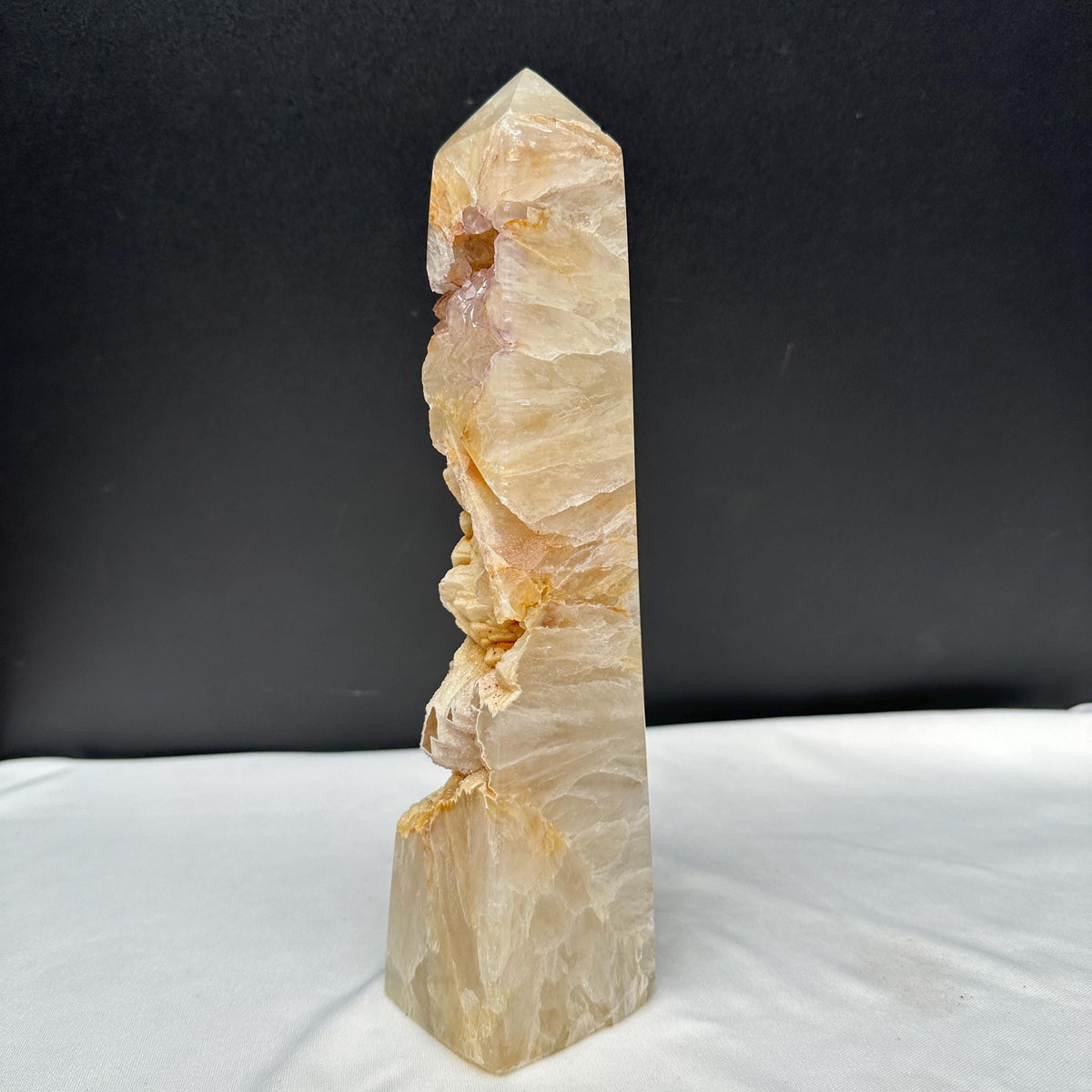 Large Agate Amethyst Geode Tower, Yellow Sugar Druzy Obelisk, Crystal Symbiosis Wand, Polished Brazilian Mineral Exact 3.09lb - view 5