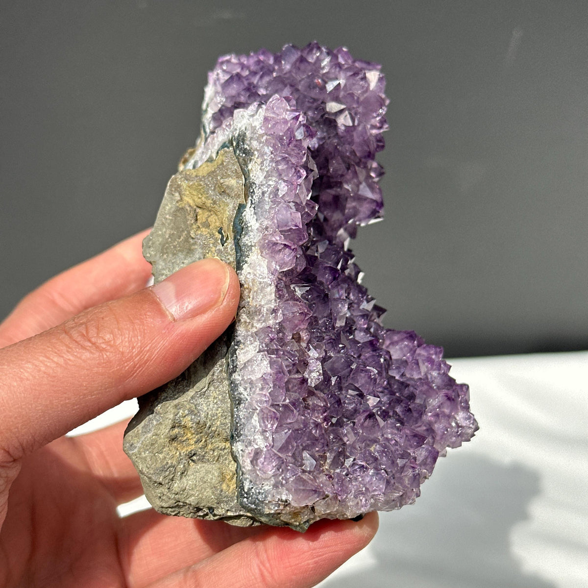 Unique Cactus Shape Amethyst Cluster, Raw Brazilian Purple Quartz Geode, Cut Mineral Specimen, Standing Crystal Decor Exact 1.9oz - view 6