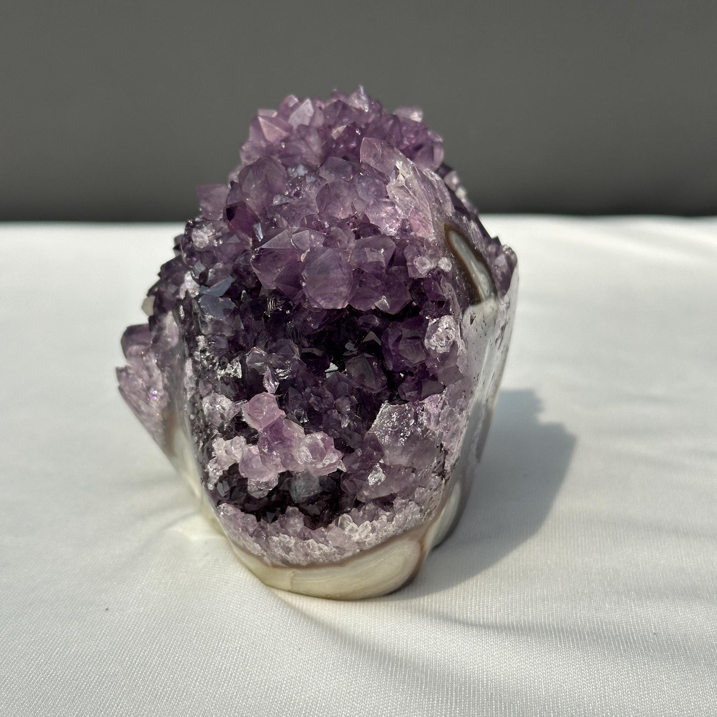 Amethyst Flower Cluster, Raw Brazilian Purple Quartz Geode with Polished Base, Unique Crystal Rosette Decor Exact Specimen 1.54lb
