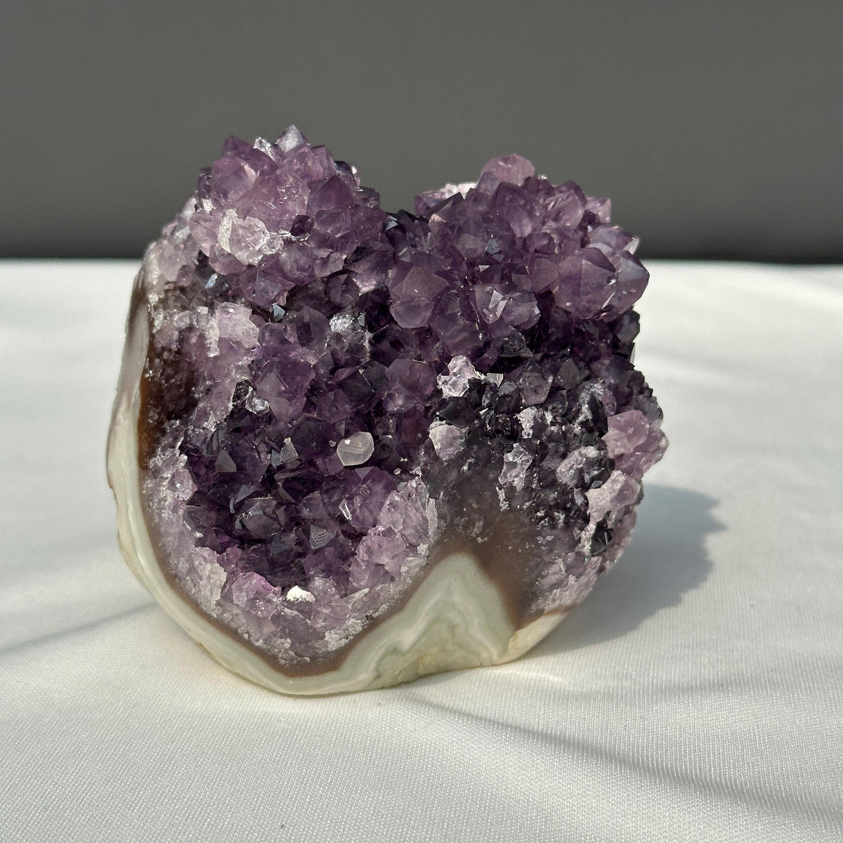 Amethyst Flower Cluster, Raw Brazilian Purple Quartz Geode with Polished Base, Unique Crystal Rosette Decor Exact Specimen 1.54lb - view 7