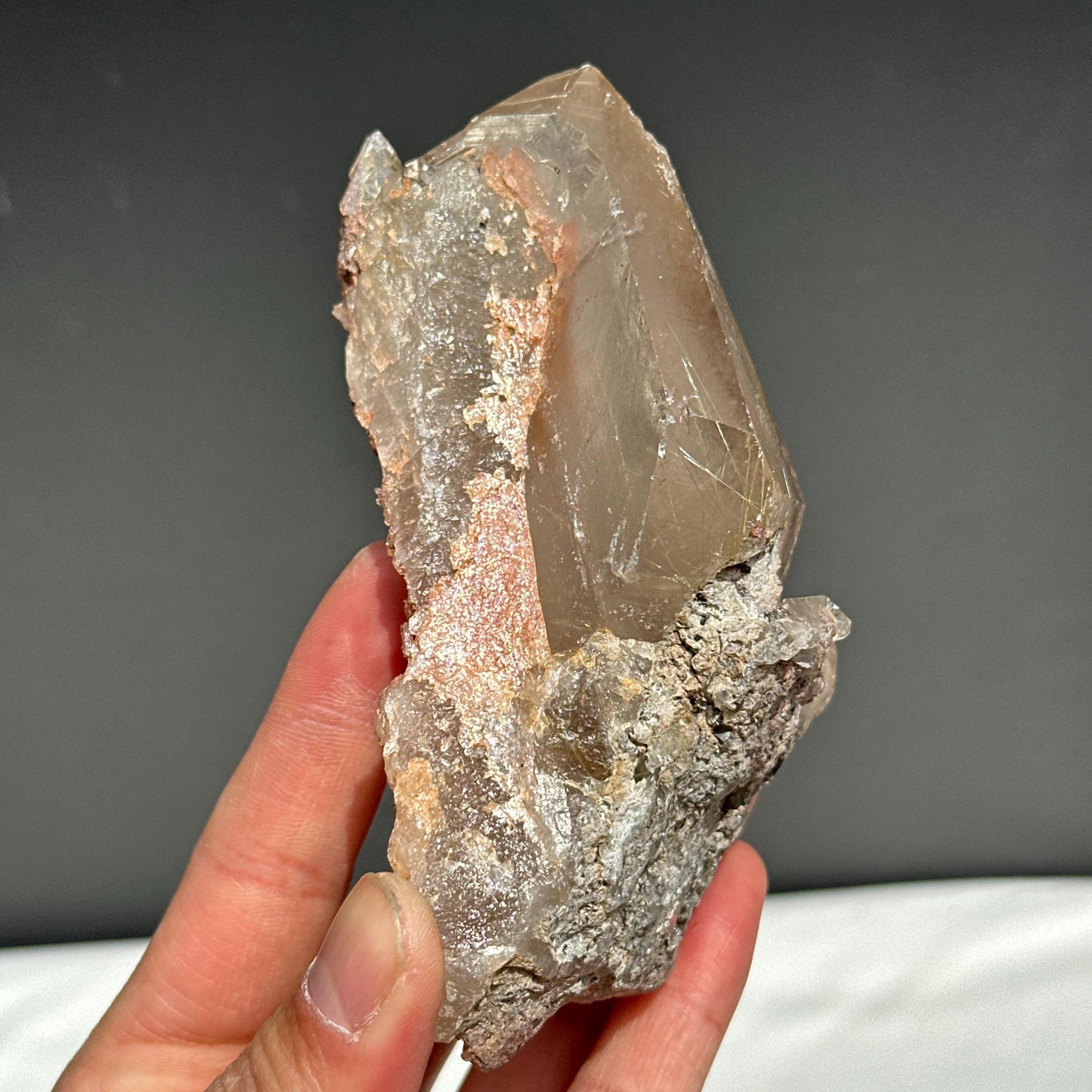 Raw Golden Rutilated Quartz Specimen with Stand, Northern Brazil Mine Crystal Point, Rutile Needles Wealth Stone Altar Decor Exact 0.88lb