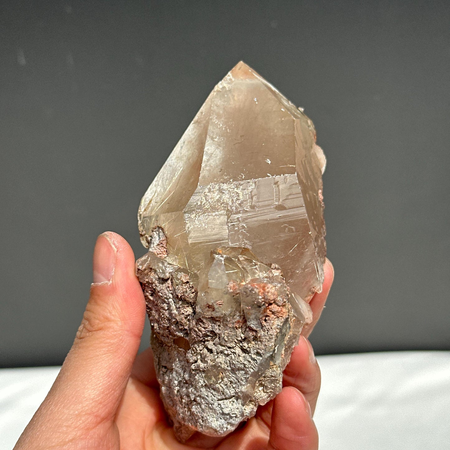 Raw Golden Rutilated Quartz Specimen with Stand, Northern Brazil Mine Crystal Point, Rutile Needles Wealth Stone Altar Decor Exact 0.88lb