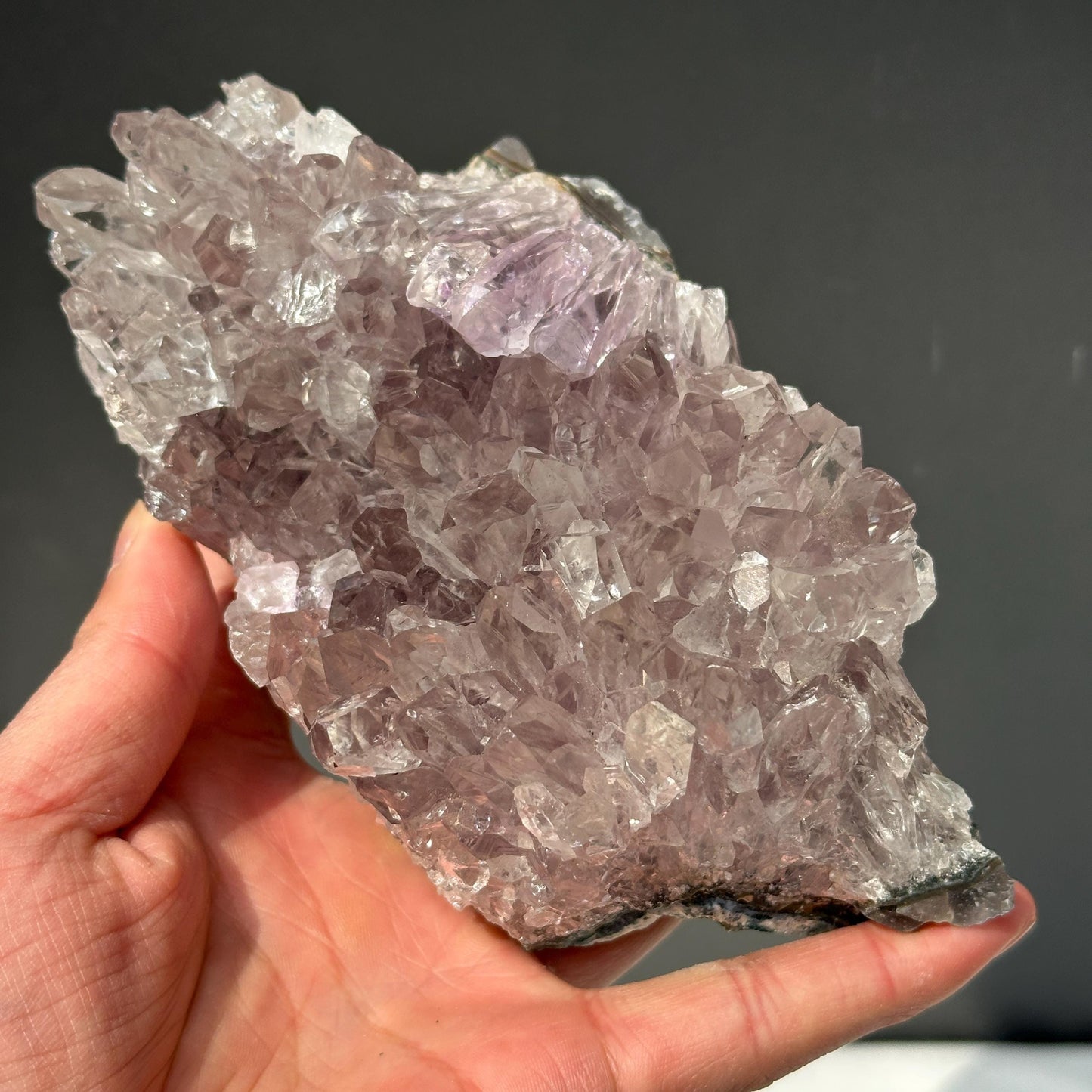 Rare Uruguayan Amethyst Cluster, Pale Lavender Quartz Specimen, Radiating Crystal Fan Spray, Polished Base Decor Exact 2.31lb