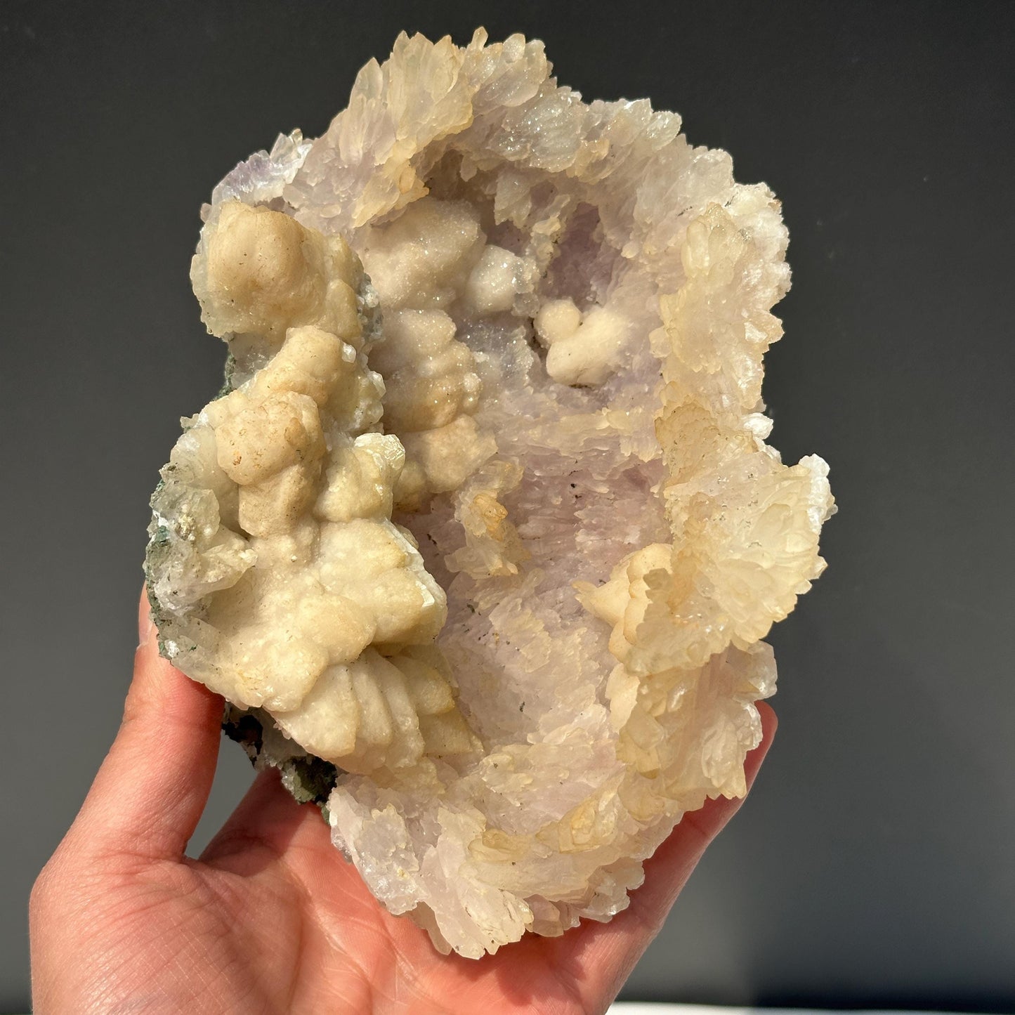 Rare Phantom Quartz Sugar Druzy Nest, Polished Brazilian Botryoidal Crystal Bowl, Raw Mineral Specimen Exact 2.2lb