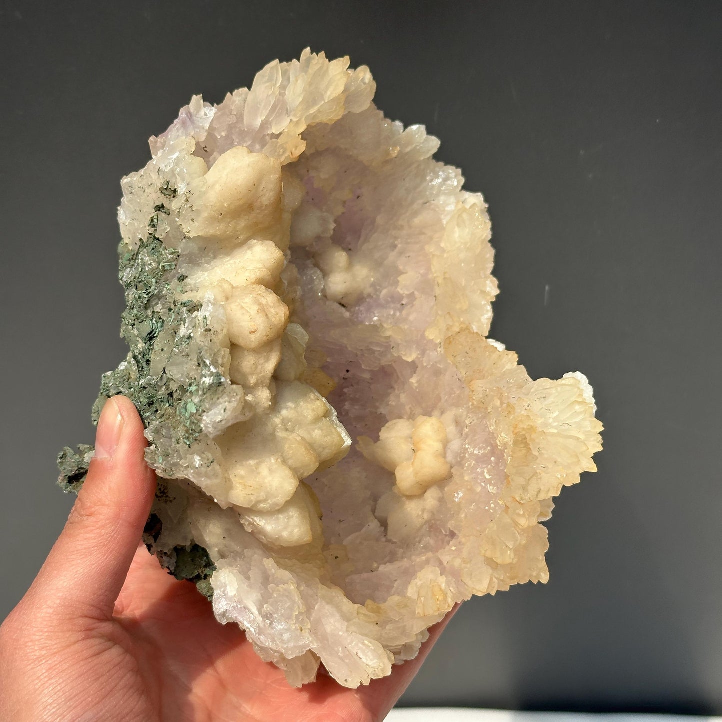 Rare Phantom Quartz Sugar Druzy Nest, Polished Brazilian Botryoidal Crystal Bowl, Raw Mineral Specimen Exact 2.2lb