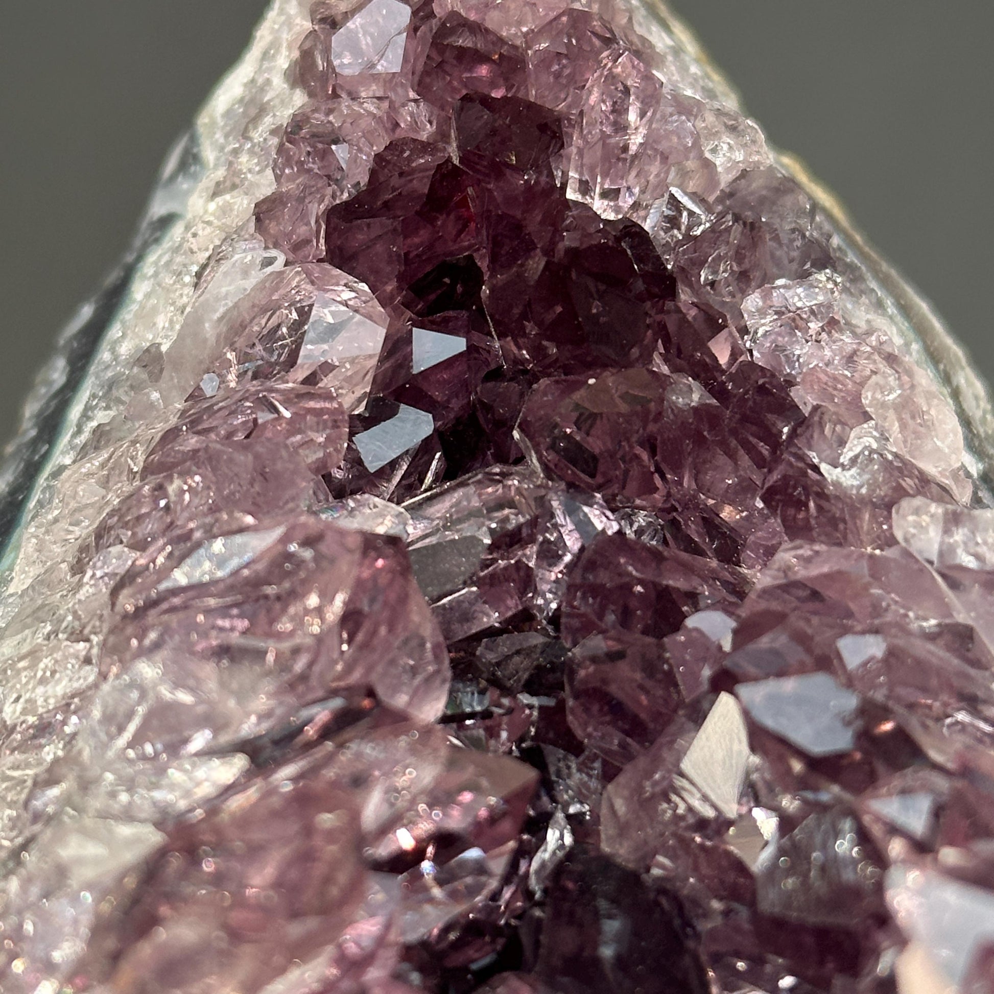 Rare Uruguayan Amethyst Cluster with Hematite Spheres, Cut Flame Shape Geode, Pale Purple Quartz Specimen Exact 2.09lb - view 10