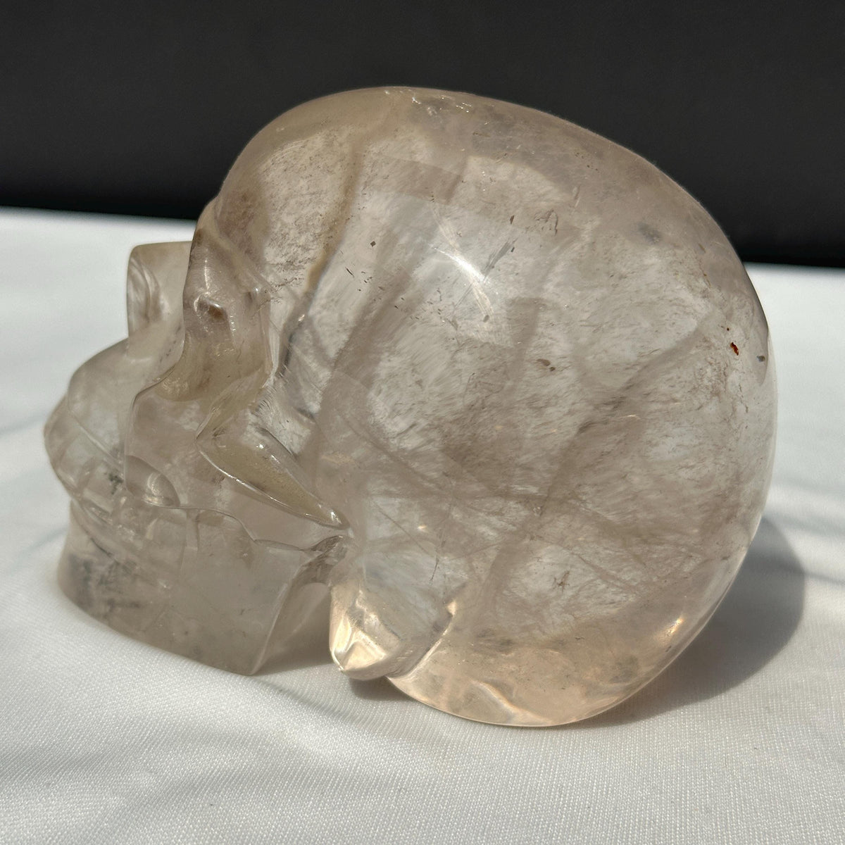 Large Smoky Quartz Crystal Skull, Personally Sourced Brazilian Quartz Carving, Heavy Polished Gothic Altar Decor Exact Specimen 2.19lb - view 6