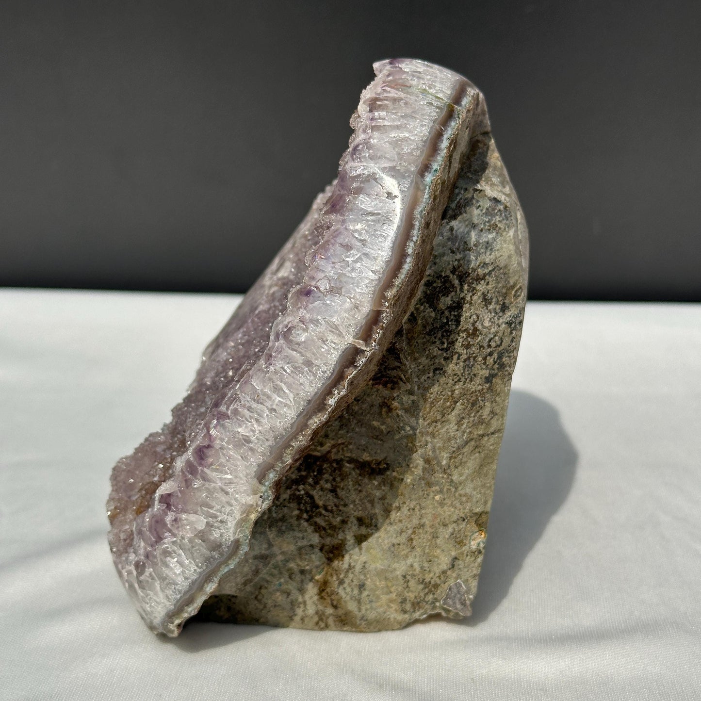 Large Pale Lavender Amethyst Geode Stand, Polished Uruguayan Crystal Cluster, Sparkly Lilac Druzy Decor Exact Specimen 3.2lb