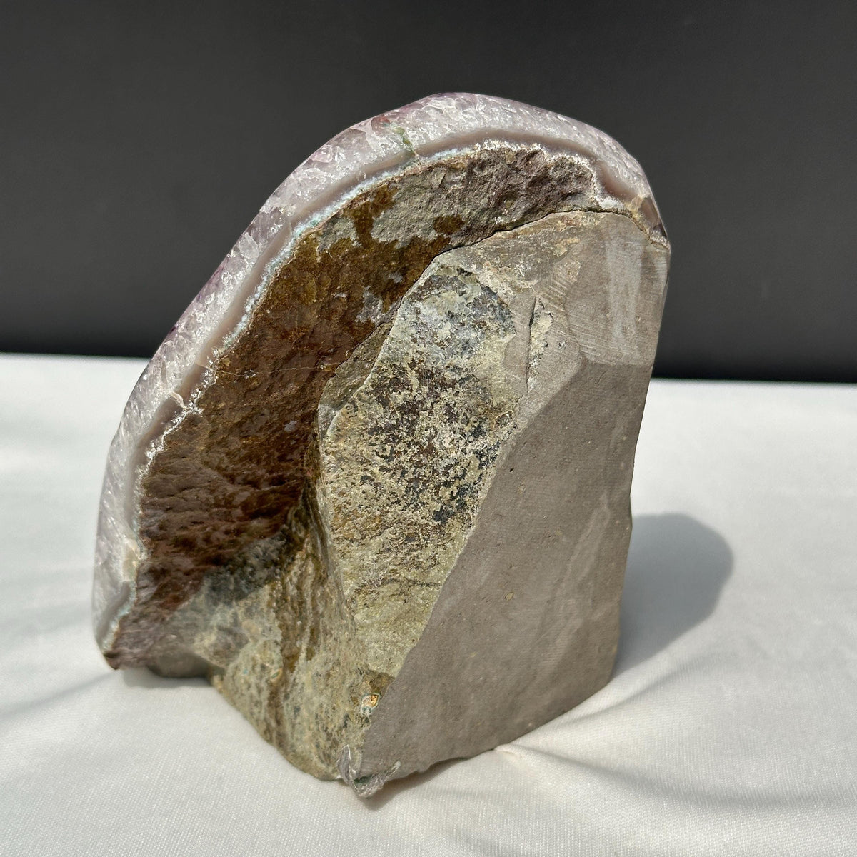Large Pale Lavender Amethyst Geode Stand, Polished Uruguayan Crystal Cluster, Sparkly Lilac Druzy Decor Exact Specimen 3.2lb - view 4