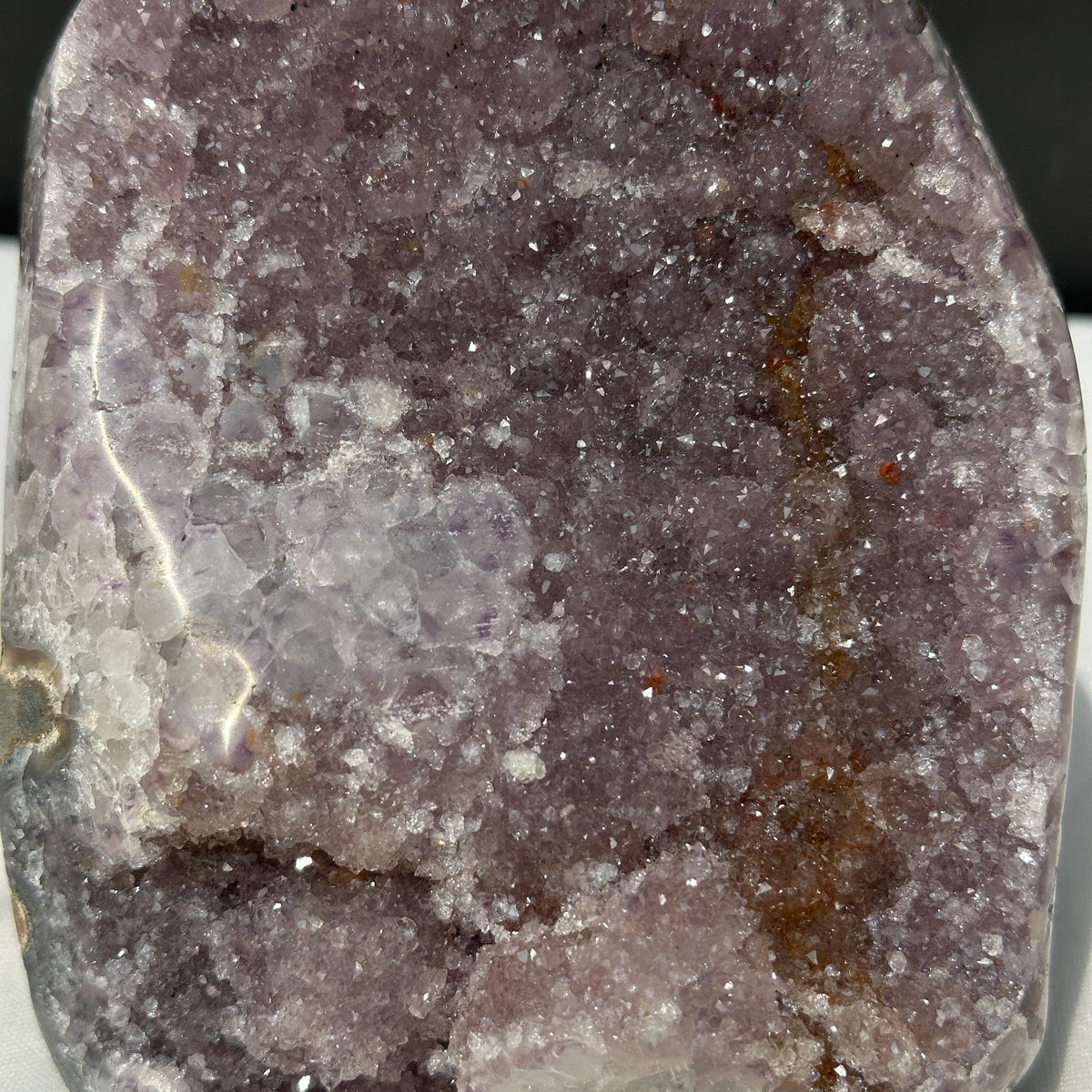 Large Pale Lavender Amethyst Geode Stand, Polished Uruguayan Crystal Cluster, Sparkly Lilac Druzy Decor Exact Specimen 3.2lb - view 9