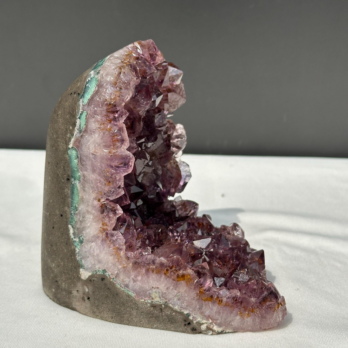 Brazilian Amethyst with Titanium Rutile Symbiosis, Polished Deep Purple Crystal Geode Display Decor Exact Specimen 2.27lb - view 3