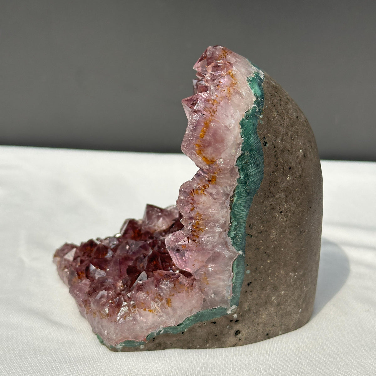 Brazilian Amethyst with Titanium Rutile Symbiosis, Polished Deep Purple Crystal Geode Display Decor Exact Specimen 2.27lb - view 7