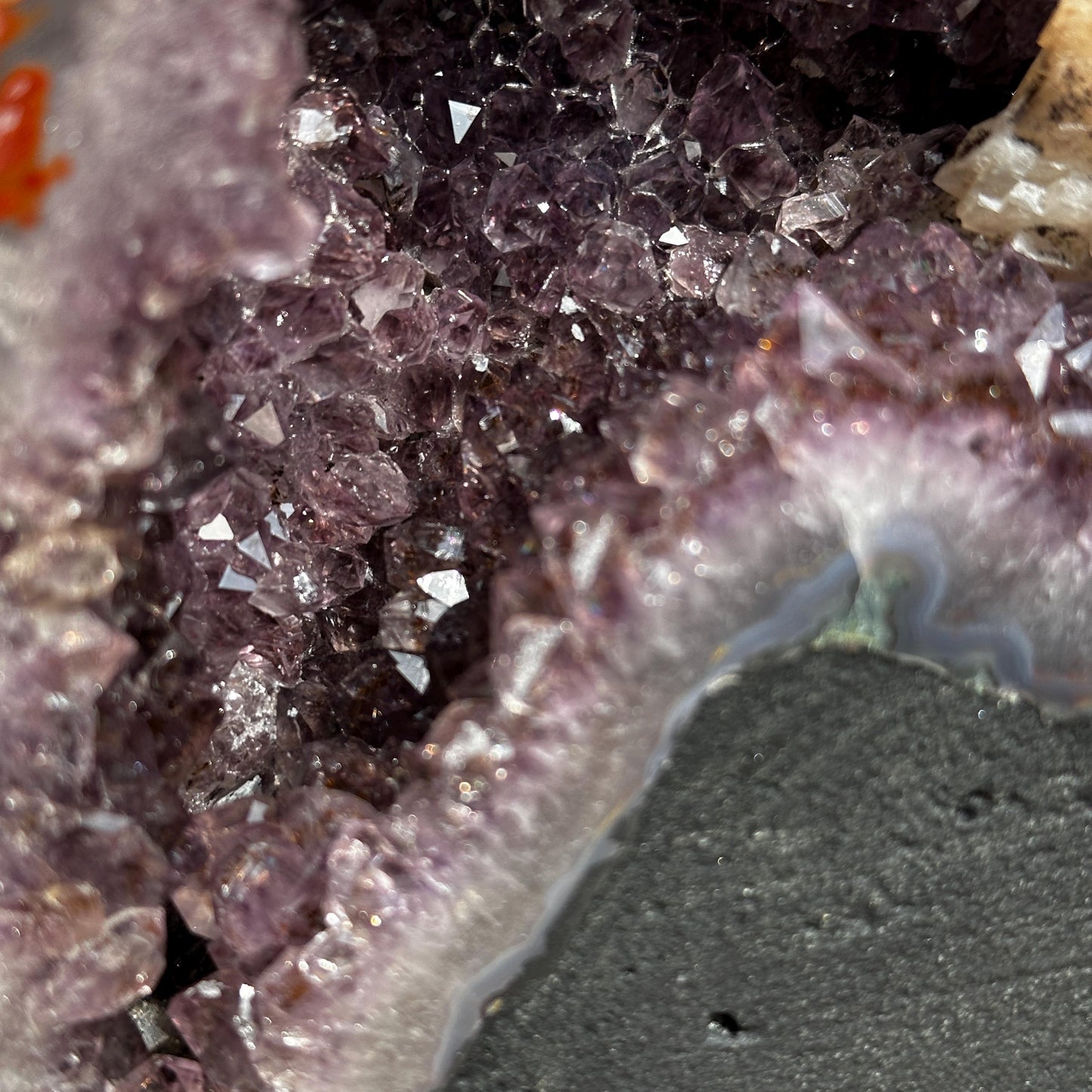 Brazilian Amethyst Cathedral, Rare Calcite & Golden Rutile Symbiosis, Rutilated Quartz Geode Cave, Wealth Decor Exact 6.61lb - view 9