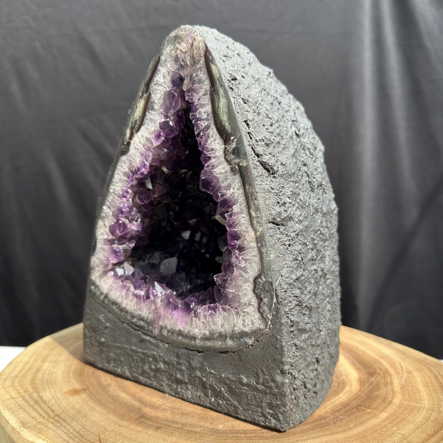 Massive 13.78lb Uruguayan Amethyst Geode Cathedral, Giant Calcite Symbiosis Crystal Cave, Deep Dark Purple Feng Shui Decor Exact Specimen