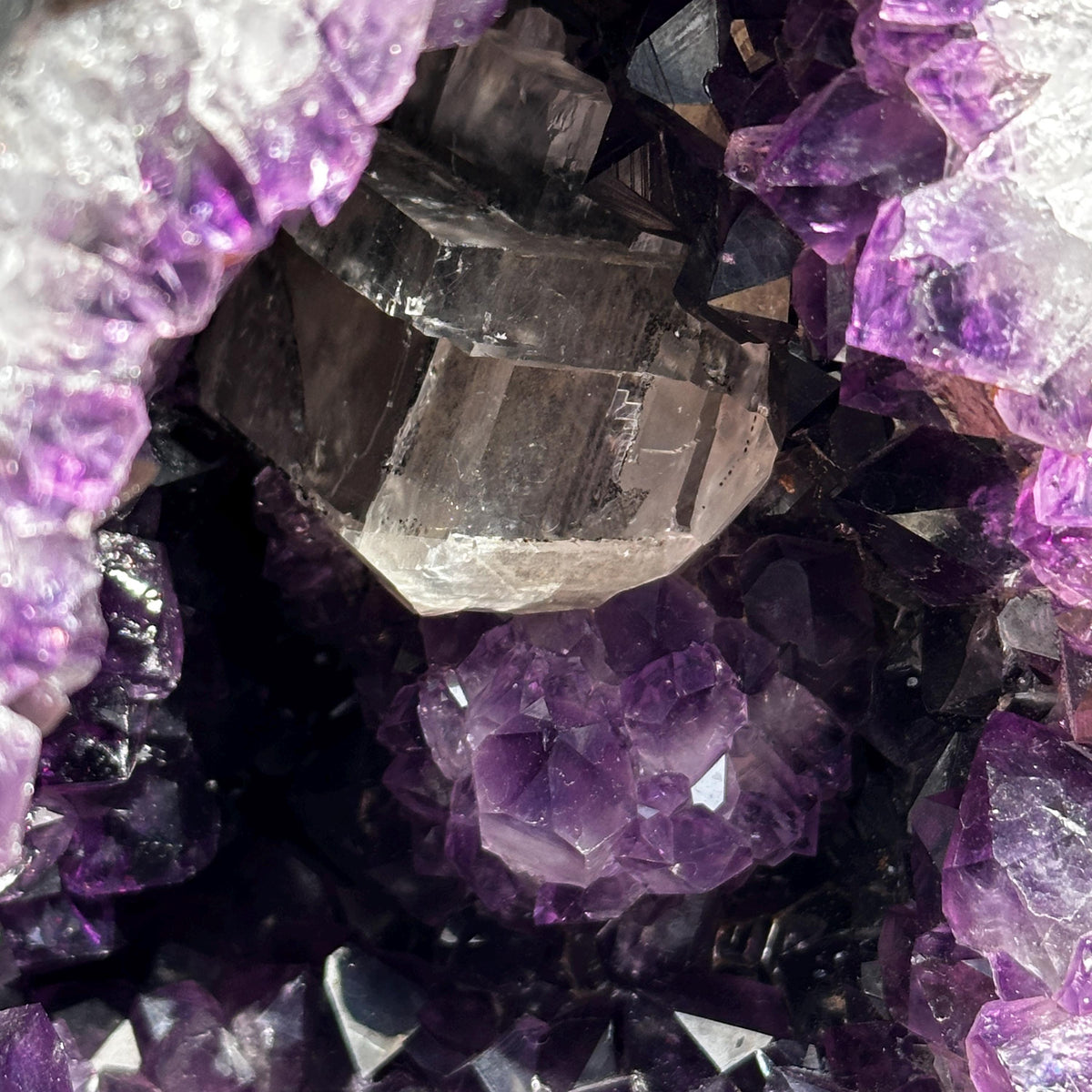 Massive 13.78lb Uruguayan Amethyst Geode Cathedral, Giant Calcite Symbiosis Crystal Cave, Deep Dark Purple Feng Shui Decor Exact Specimen - view 7