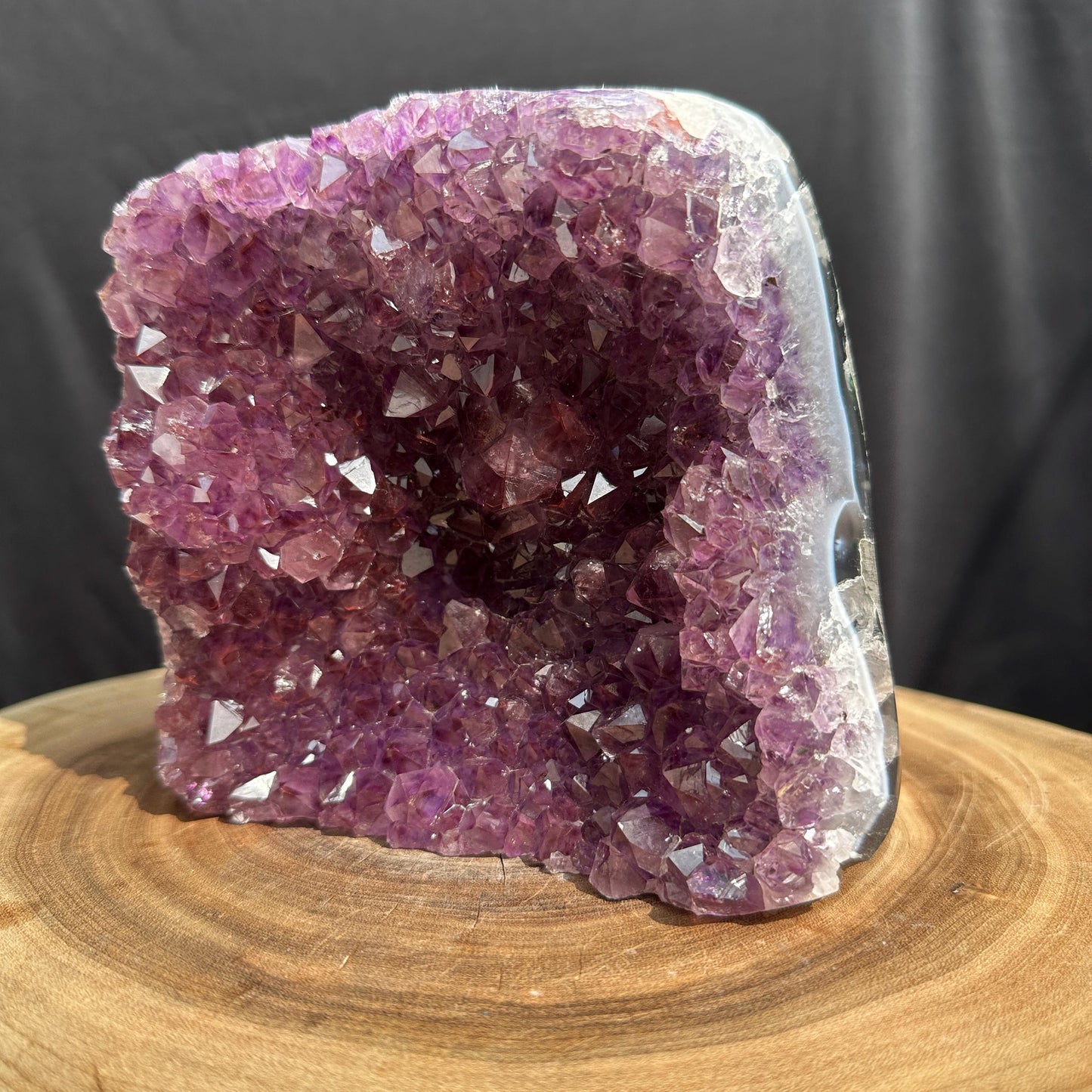Rare Red Rutile Amethyst Cluster, Polished Brazilian Rutilated Quartz Geode Freeform, Deep Purple Symbiosis Crystal Exact Specimen 4.74lb