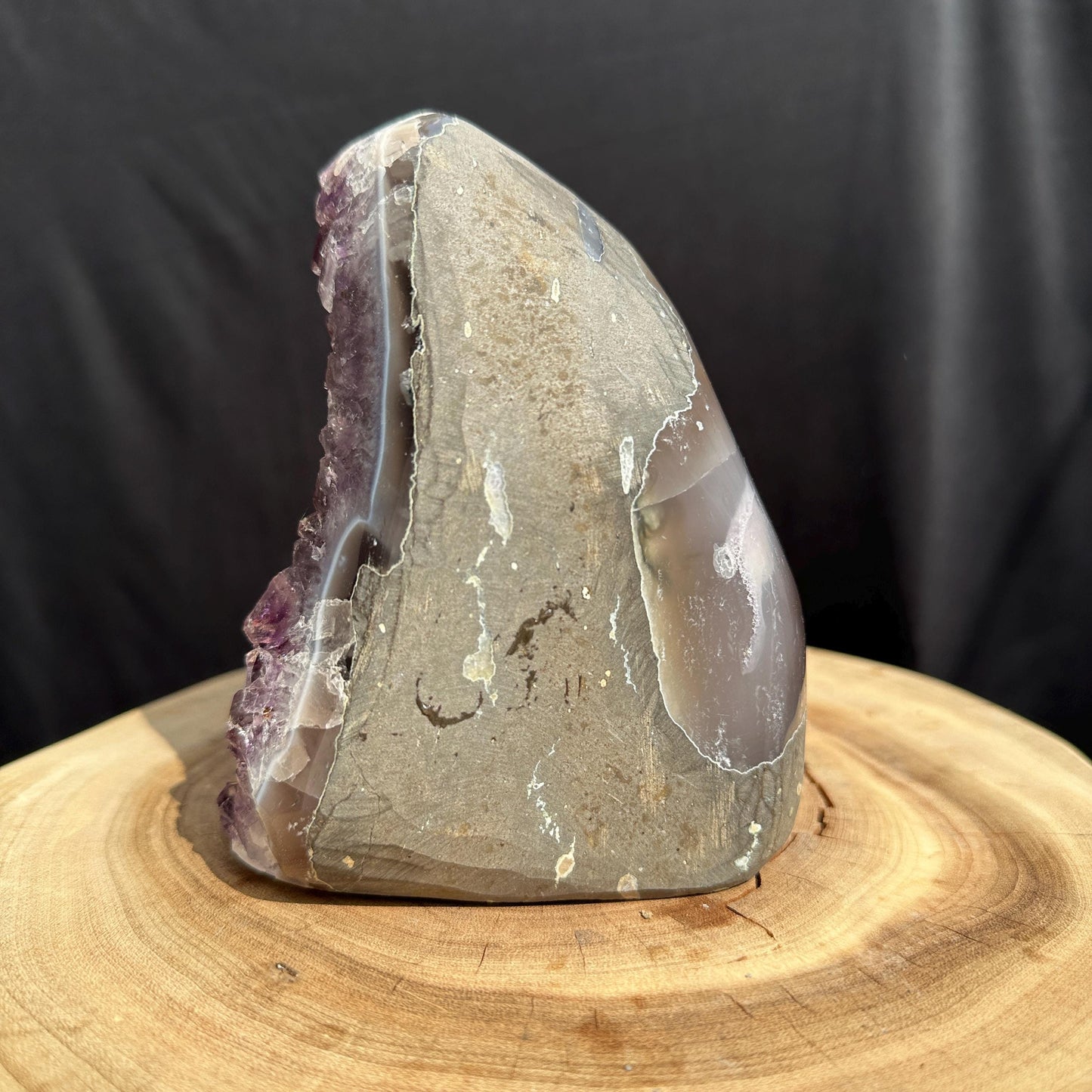 Rare Red Rutile Amethyst Cluster, Polished Brazilian Rutilated Quartz Geode Freeform, Deep Purple Symbiosis Crystal Exact Specimen 4.74lb