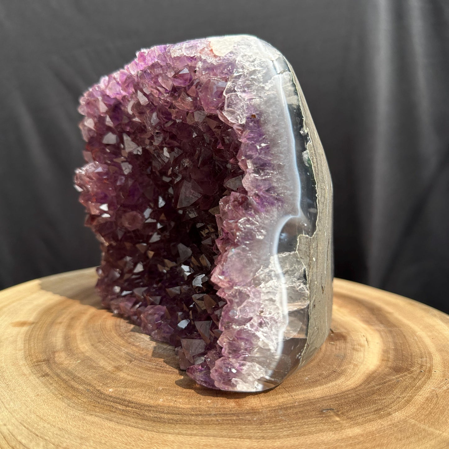 Rare Red Rutile Amethyst Cluster, Polished Brazilian Rutilated Quartz Geode Freeform, Deep Purple Symbiosis Crystal Exact Specimen 4.74lb