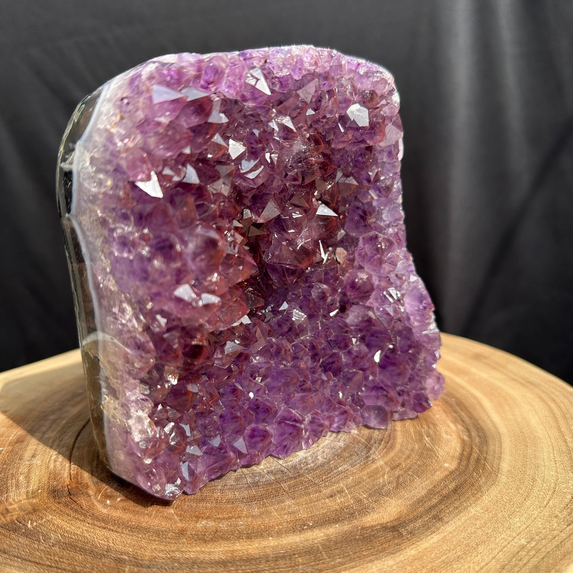 Rare Red Rutile Amethyst Cluster, Polished Brazilian Rutilated Quartz Geode Freeform, Deep Purple Symbiosis Crystal Exact Specimen 4.74lb - view 7