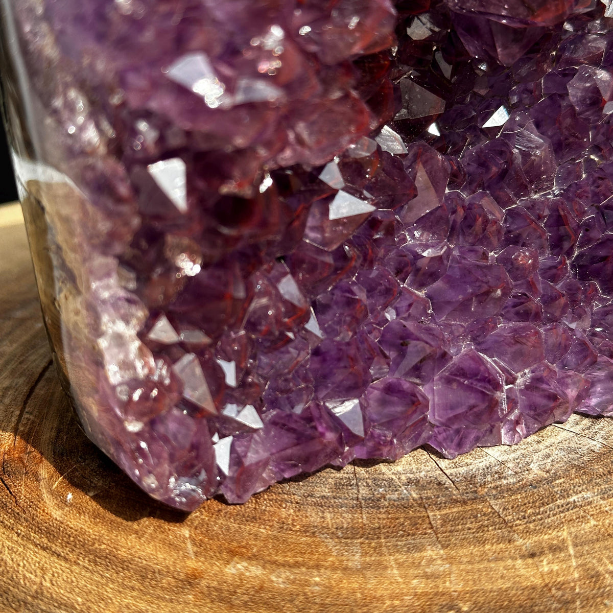Rare Red Rutile Amethyst Cluster, Polished Brazilian Rutilated Quartz Geode Freeform, Deep Purple Symbiosis Crystal Exact Specimen 4.74lb - view 10