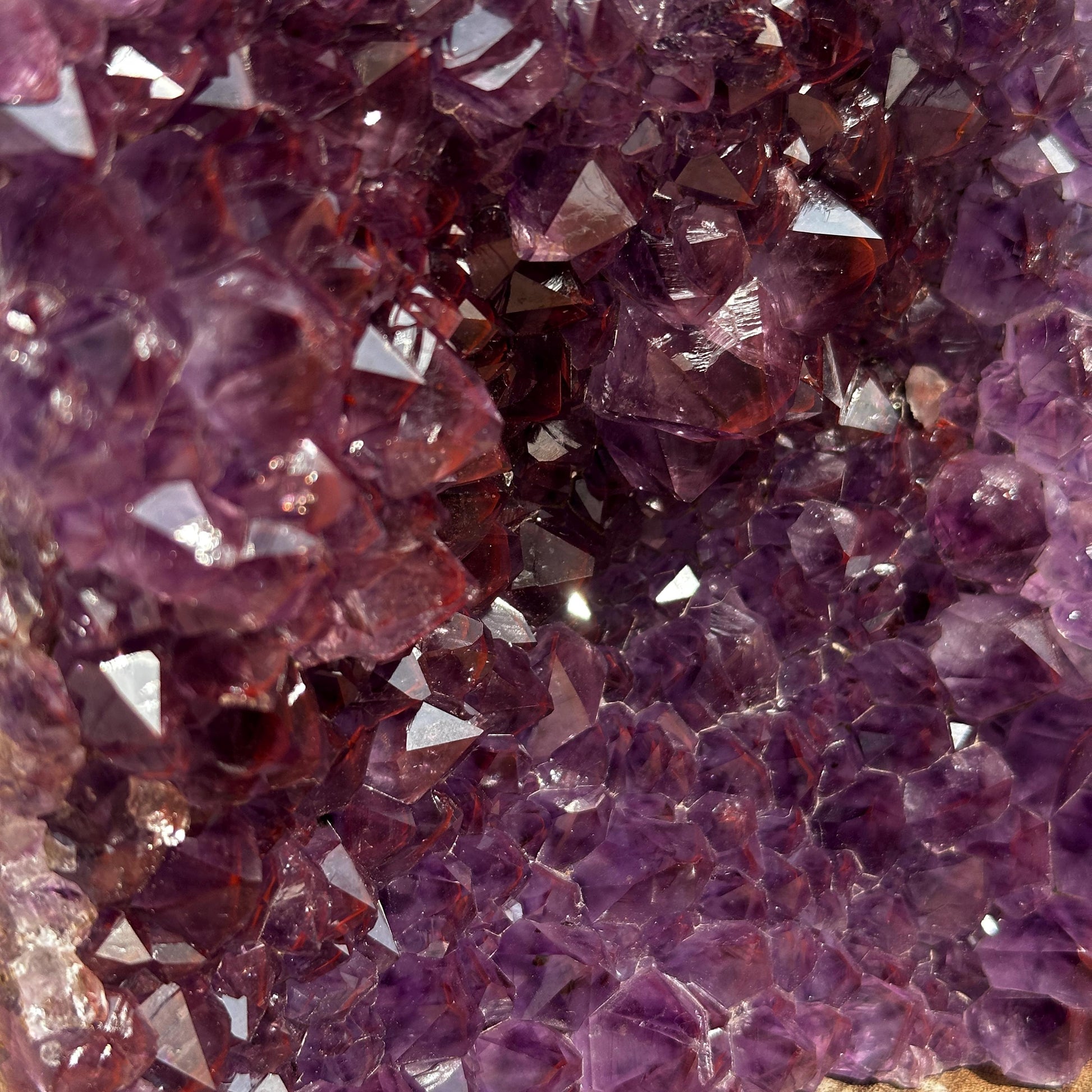 Rare Red Rutile Amethyst Cluster, Polished Brazilian Rutilated Quartz Geode Freeform, Deep Purple Symbiosis Crystal Exact Specimen 4.74lb - view 8