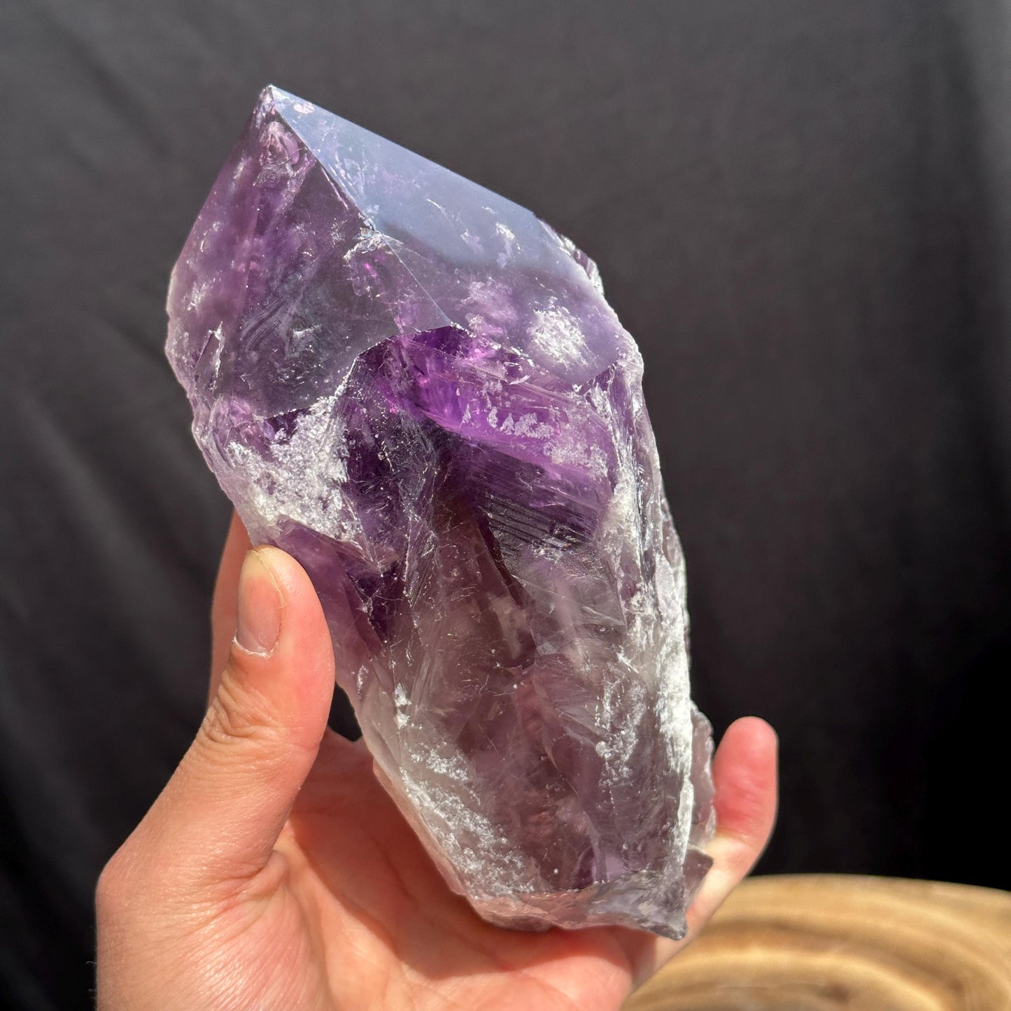 Large Brazilian Amethyst Scepter Point, Deep Purple Crystal Generator, Polished Quartz Wand, Healing Altar Decor Exact Specimen 2.65lb