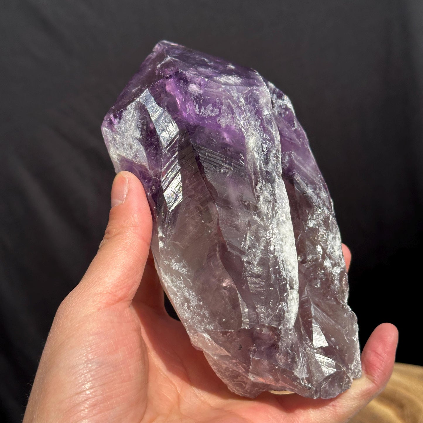 Large Brazilian Amethyst Scepter Point, Deep Purple Crystal Generator, Polished Quartz Wand, Healing Altar Decor Exact Specimen 2.65lb