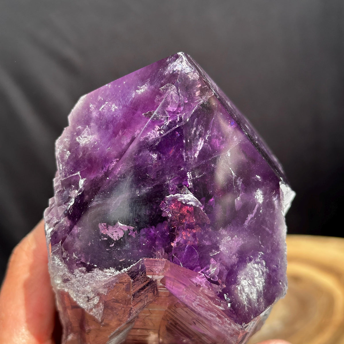 Large Brazilian Amethyst Scepter Point, Deep Purple Crystal Generator, Polished Quartz Wand, Healing Altar Decor Exact Specimen 2.65lb - view 8