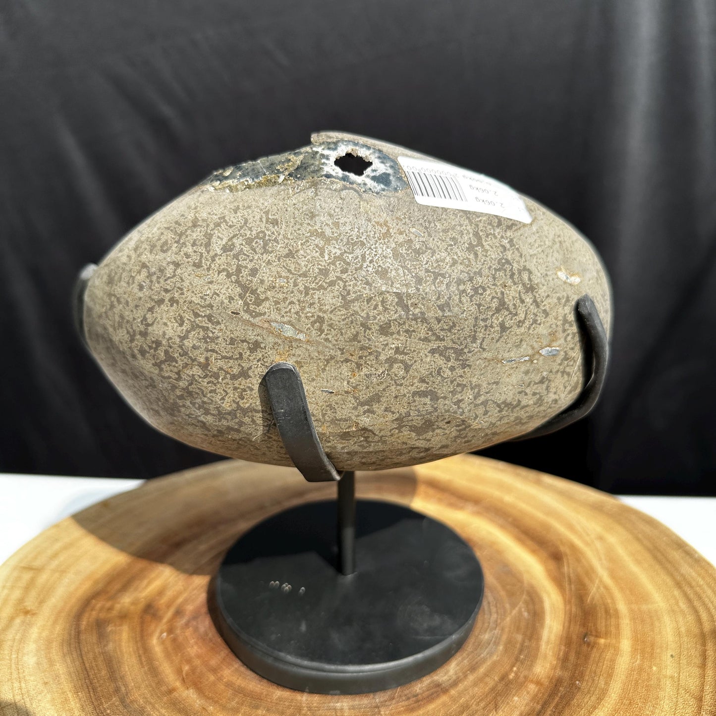 Rare Uruguayan Amethyst Geode Bowl on Custom Stand, Dark Purple Crystal Cave with Black Silk Inclusions, Wealth Basin Exact Specimen 4.52lb - view 6