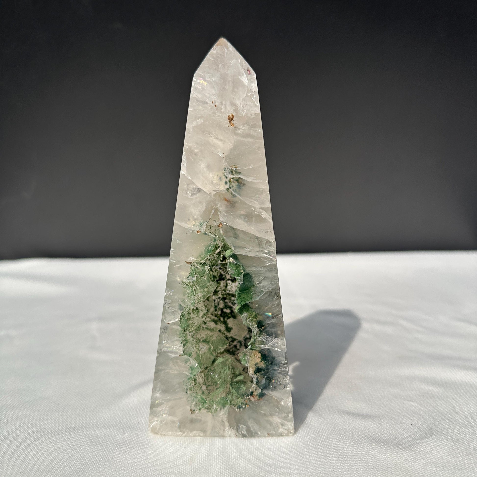 Green Sugar Druzy Geode Tower, Polished Brazilian Crystal Obelisk with Sparkling Cave, Aesthetic Healing Decor Exact Specimen 0.97lb - view 2