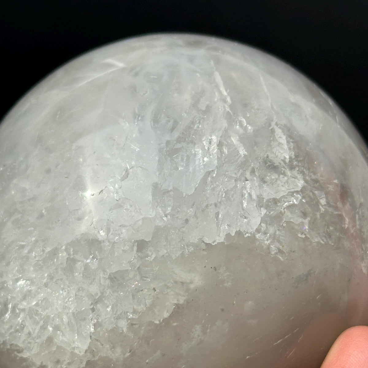 78mm White Sugar Druzy Agate Sphere, Large Open Mouth Geode Ball, Polished Brazilian Crystal Orb with Free Stand, Exact Specimen 1.36lb - view 9