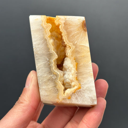 Yellow Sugar Druzy Agate Freeform, Polished Brazilian Crystal Block with Sparkling Botryoidal Cave, Golden Healing Decor Exact Specimen