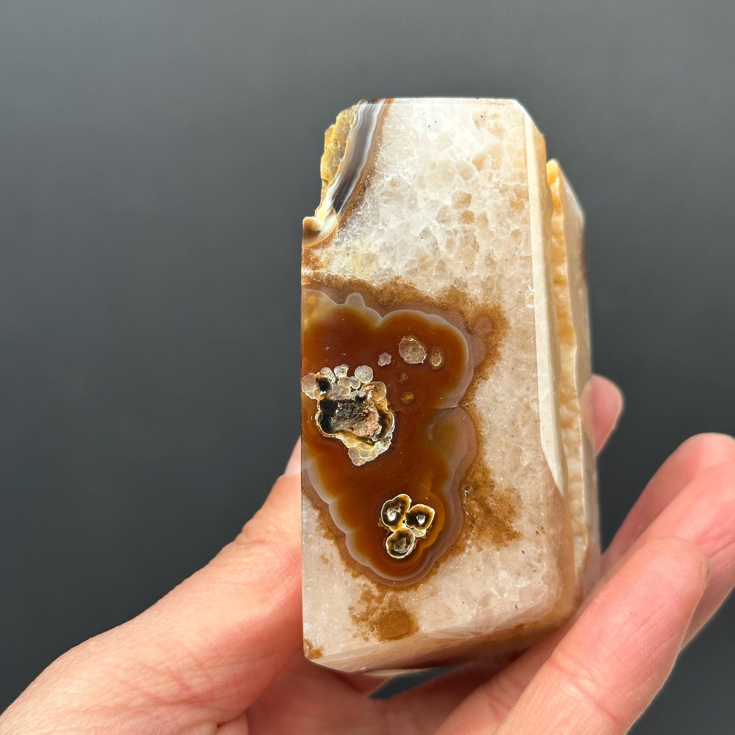 Yellow Sugar Druzy Agate Freeform, Polished Brazilian Crystal Block with Sparkling Botryoidal Cave, Golden Healing Decor Exact Specimen - view 6