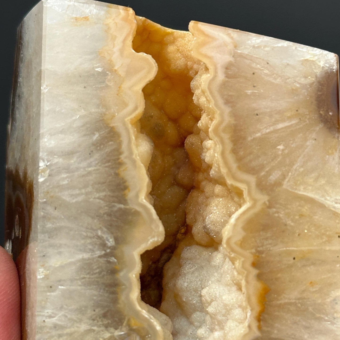 Yellow Sugar Druzy Agate Freeform, Polished Brazilian Crystal Block with Sparkling Botryoidal Cave, Golden Healing Decor Exact Specimen - view 7