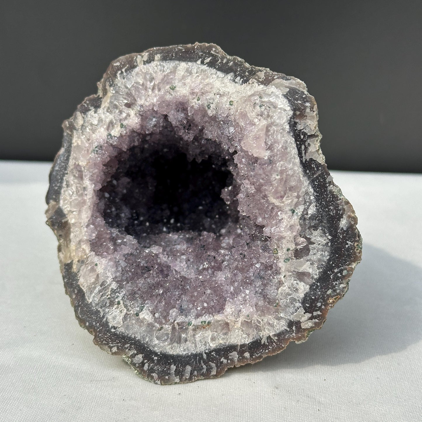 Large Brazilian Amethyst Geode Cave, Intact Purple Quartz Cluster, Lightly Polished Crystal Specimen, Altar Decor Exact 2.27lb