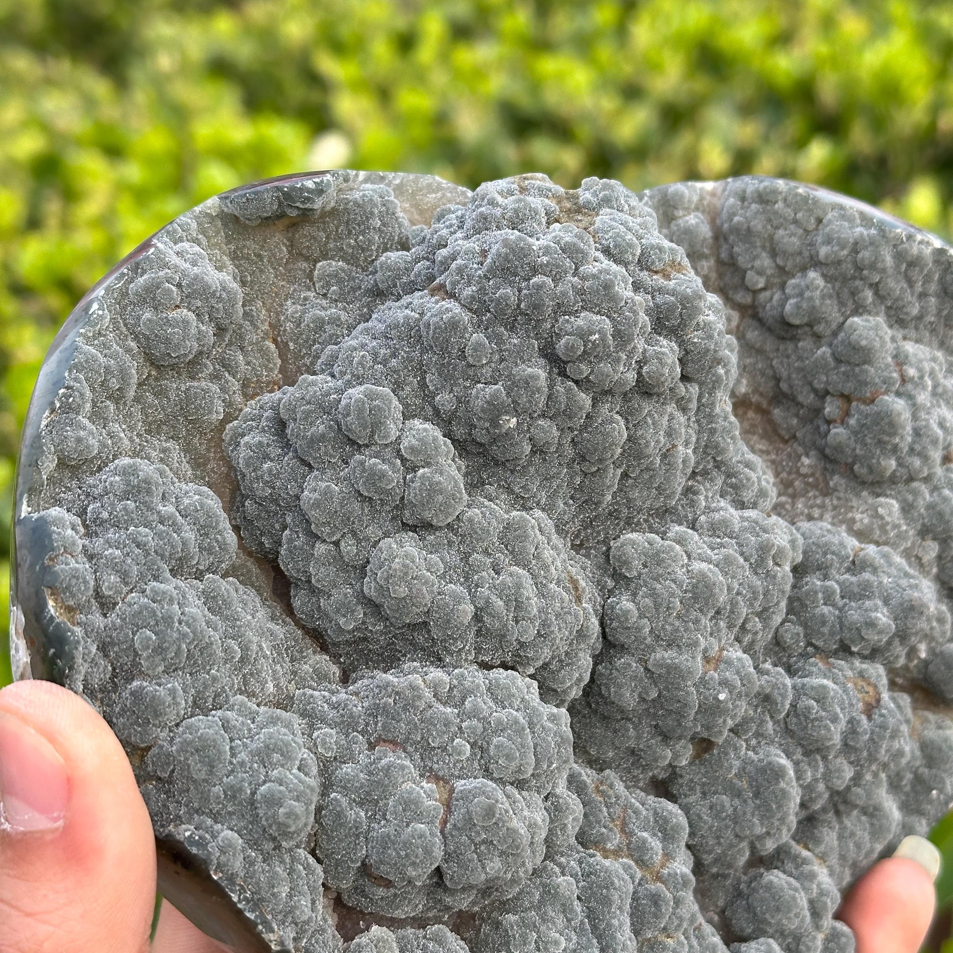 Rare Green Sugar Druzy Amethyst Heart on Stand, Uruguayan Botryoidal Crystal Geode Carving, Heart Chakra Healing Altar Decor Exact 2.87lb - view 8