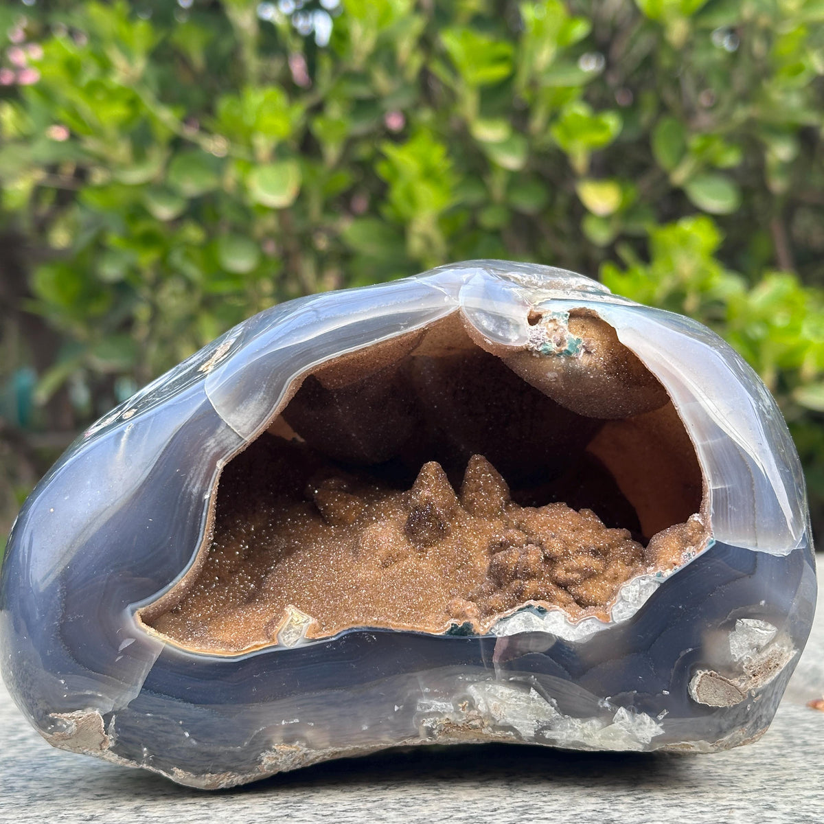 Large Golden Sugar Druzy Agate Geode Cave, Polished Brazilian Yellow Crystal Nest, Top Grade Wealth Basin Decor Exact Specimen 4.52lb - view 1
