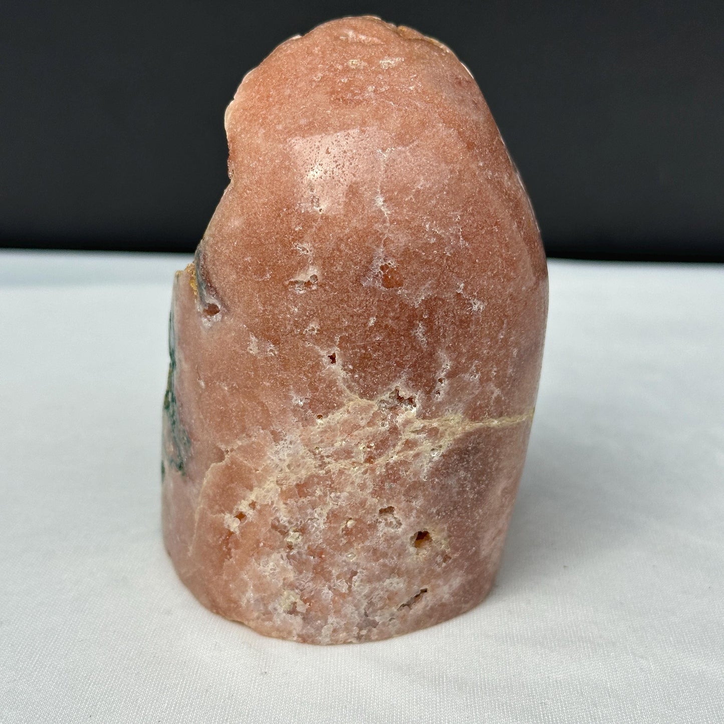 Chunky Pink Amethyst Freeform Geode, Polished Brazilian Crystal Standing Stone with Green Symbiosis, Earthy Room Decor Exact 2.04lb