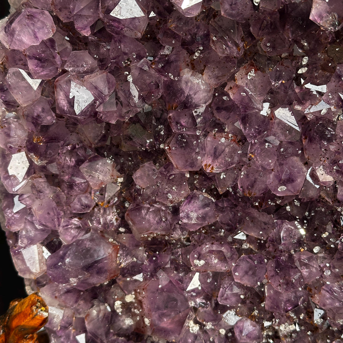 Massive 21.6lb Brazilian Amethyst Cluster, Rare Ice Cube Calcite & Red Rutile Symbiosis on Wood Stand, Giant Museum Specimen Exact - view 8